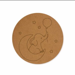 Elephant with balloon premarked Round design 1